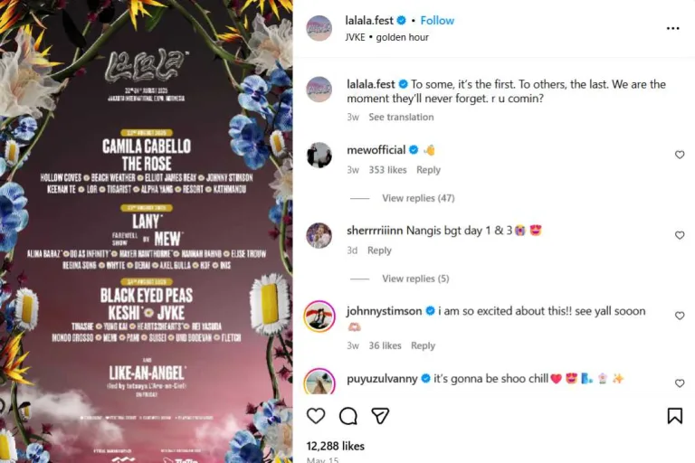 Tangkapan layar postingan Instagram LaLaLa Fest 2025 Line Up