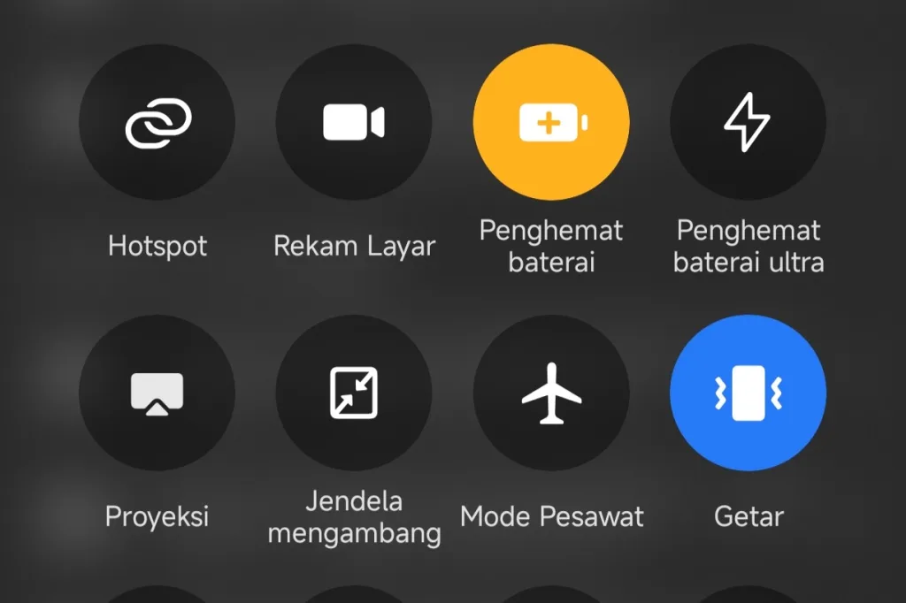 Tangkapan layar mode hemat baterai