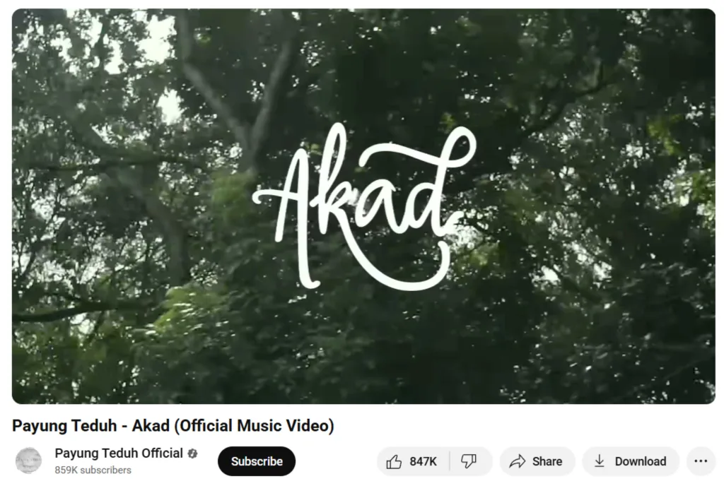 Video YouTube Payung Teduh Akad